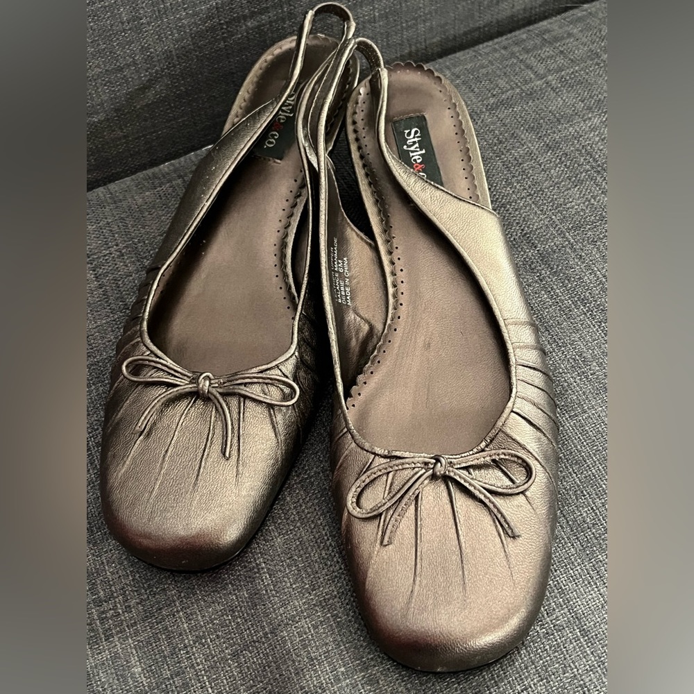Bow Ballet Flat Kitten Heel Shoe Leather Sling Back Strap Slip On Coquette Chic
